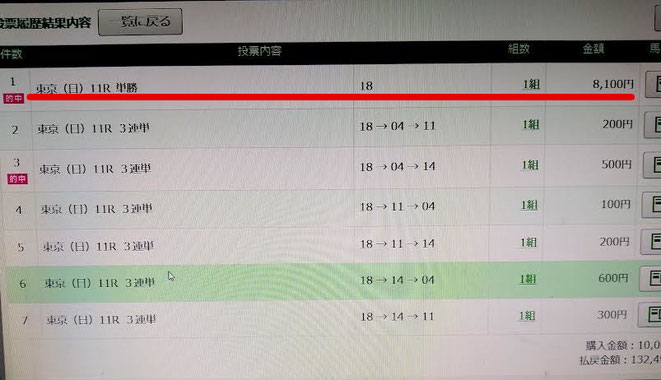 みらいうらないみならいさんの買った馬券の画像